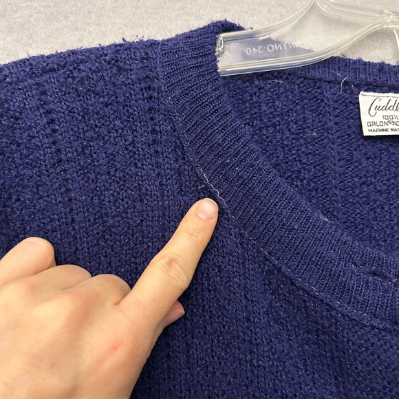 VTG Sweater Women's S/M Cardigan Navy Blue Button Up Long Sleeve Cozy Grannycore - Picture 6 of 11